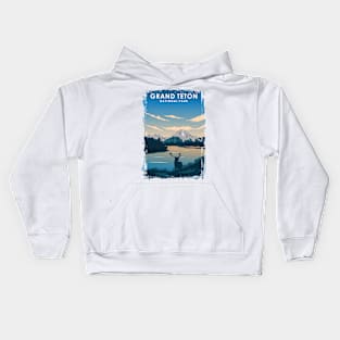 Grand Teton National Park Travel Poster Kids Hoodie